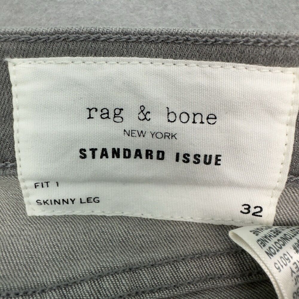 Rag & Bone Jeans Mens 32x34 Aged Gray Fit 1 Skinny Leg Button Fly Made in USA - Picture 10 of 11